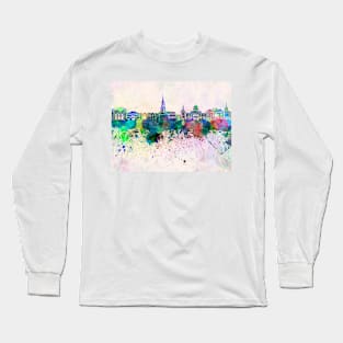 Bern skyline in watercolor background Long Sleeve T-Shirt